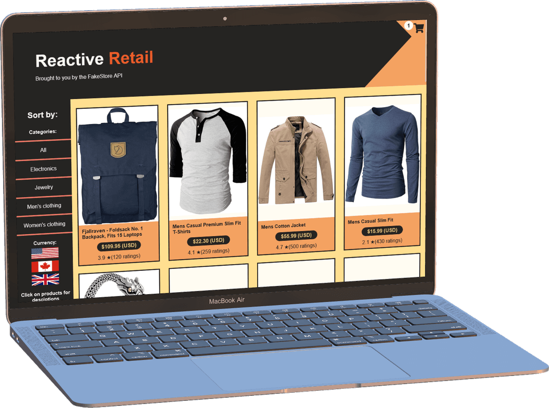 Desktop image mockup of Reactive Retail page